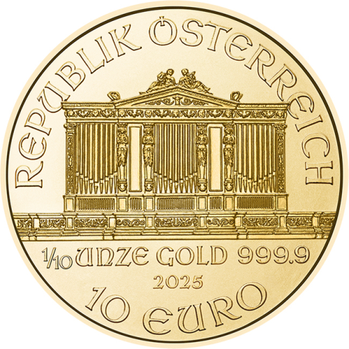 1/10 oz Austria Philharmoniker kuldmünt (2025)